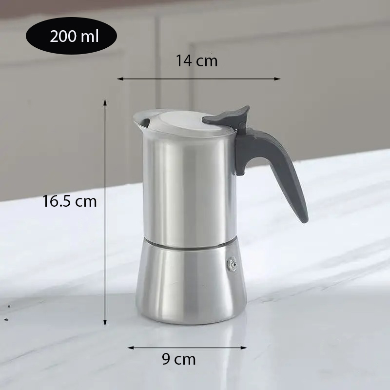 HSB Moka Pot Teko Kopi Espresso Coffee Maker Stovetop Dual Valve 200ml - Z60 Gambar produk HSB Moka Pot Teko Kopi Espresso Coffee Maker Stovetop Dual Valve 200ml - Z60 - 7