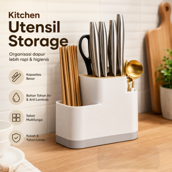 NIEMAS Tempat Pisau Dapur Sendok Sumpit Utensil Storage - N1946
