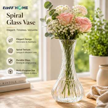 TaffHOME Vas Bunga Botol Kaca Estetik Multifungsi Spiral Flower Vase - FN-15