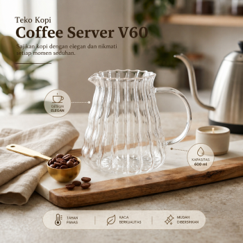 One Two Cups Teko Kopi Coffee Server V60 Drip Pour Over Kaca - XGS-36/60