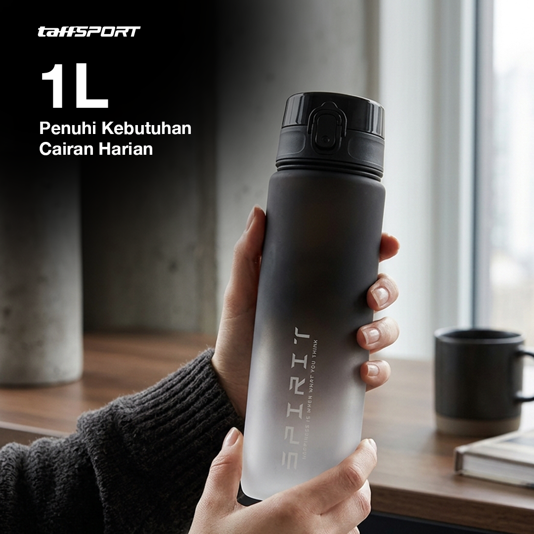 TaffSPORT Botol Minum Sport Water Frosted Bottle with Lanyard 1L - 8691 Gambar produk TaffSPORT Botol Minum Sport Water Frosted Bottle with Lanyard 1L - 8691 - 1