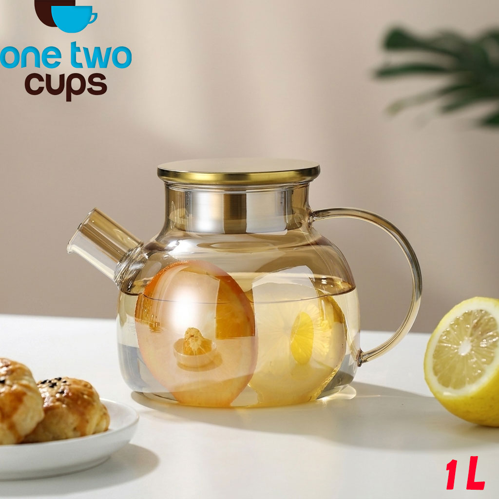 One Two Cups Teko Teh Kaca Tahan Panas Api Borosilicate Glass Teapot 1L - TK13 Gambar produk One Two Cups Teko Teh Kaca Tahan Panas Api Borosilicate Glass Teapot 1L - TK13 - Utama