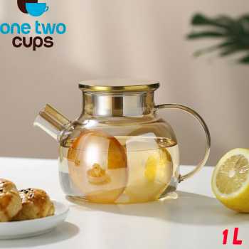 One Two Cups Teko Teh Kaca Tahan Panas Api Borosilicate Glass Teapot - TK13