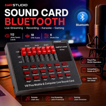 TaffSTUDIO Sound Card Bluetooth USB External Live Mic Headset - V8 Plus