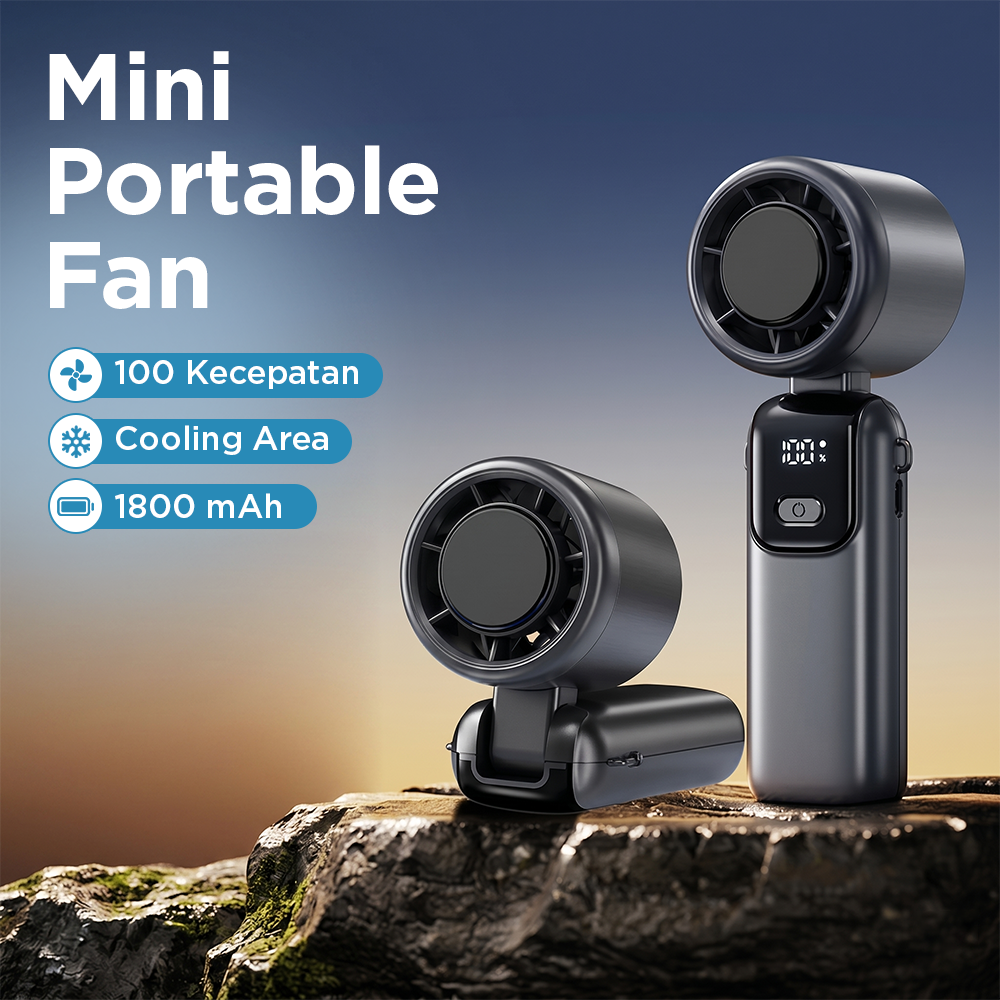 GRE Kipas Mini Portable Handheld Fan 100 Speed Settings 1800mAh - S17 Gambar produk GRE Kipas Mini Portable Handheld Fan 100 Speed Settings 1800mAh - S17 - Utama