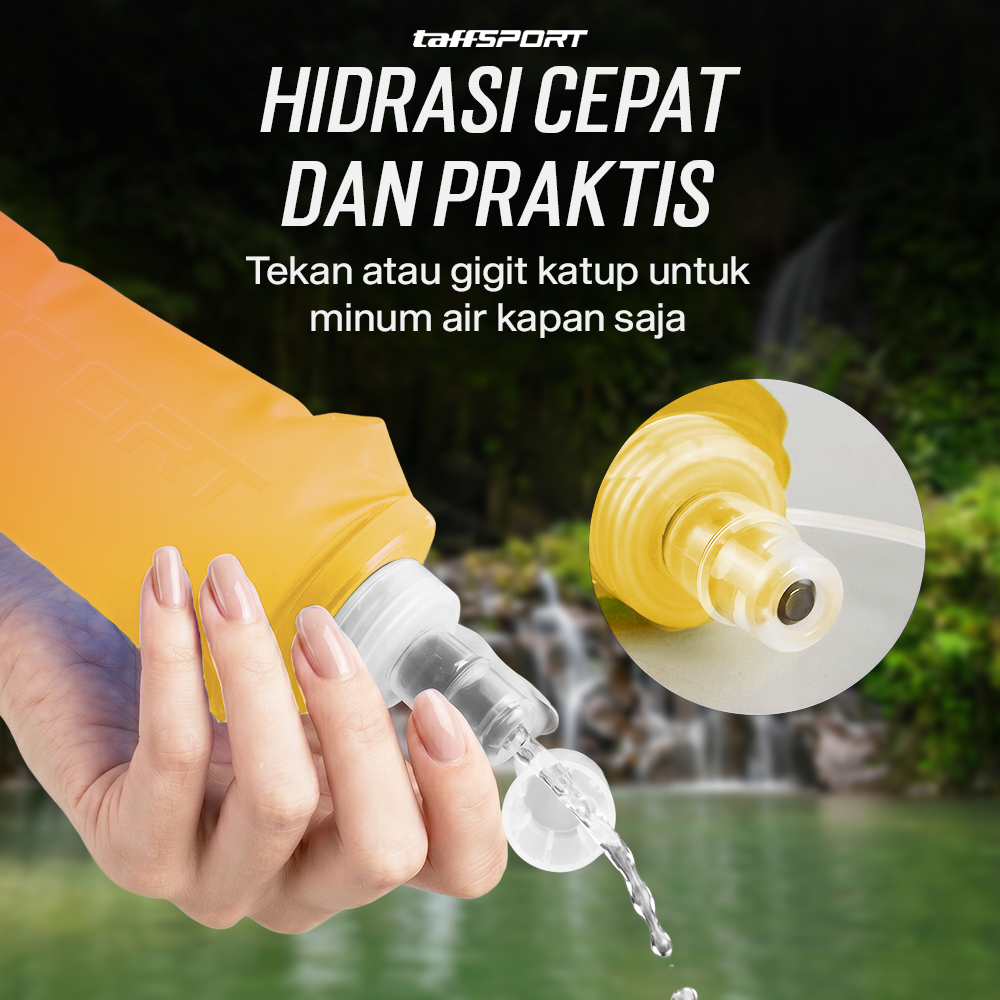 TaffSPORT Botol Minum Lipat Soft Flask Foldable Water Bottle TPU 500ml - TF-50 Gambar produk TaffSPORT Botol Minum Lipat Soft Flask Foldable Water Bottle TPU 500ml - TF-50 - 3