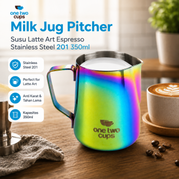 Gambar produk One Two Cups Milk Jug Pitcher Susu Latte Art Espresso Stainless Steel 350ml - 10084