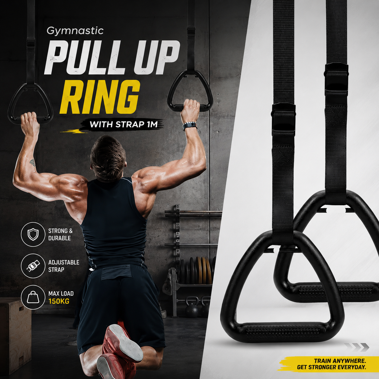 SOTORE Gymnastic Pull Up Ring Non Slip Home Workouts with Strap 1M - SR46 Gambar produk SOTORE Gymnastic Pull Up Ring Non Slip Home Workouts with Strap 1M - SR46 - Utama