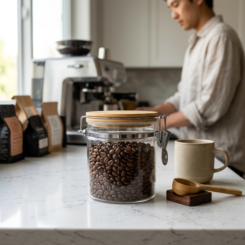 BARELLI Toples Kaca Penyimpanan Makanan Kedap Udara Buckle Storage Jar 450ml - BR100 Gambar produk BARELLI Toples Kaca Penyimpanan Makanan Kedap Udara Buckle Storage Jar 450ml - BR100 - 3