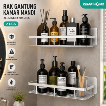 TaffHOME Rak Gantung Kamar Mandi Organizer Rack Aluminium 2 PCS - SHR241