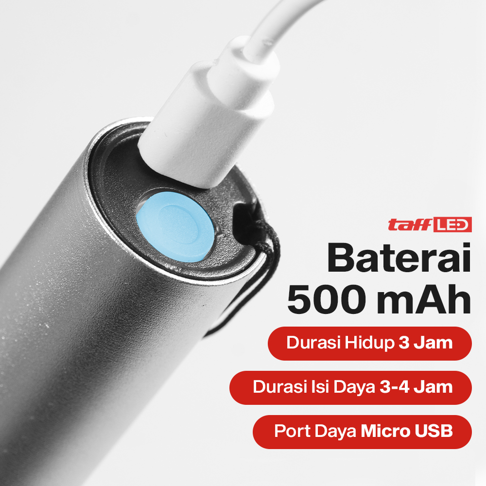 TaffLED Senter LED Mini Flashlight USB Rechargeable Aluminium Body XPE - 3187 Gambar produk TaffLED Senter LED Mini Flashlight USB Rechargeable Aluminium Body XPE - 3187 - 4