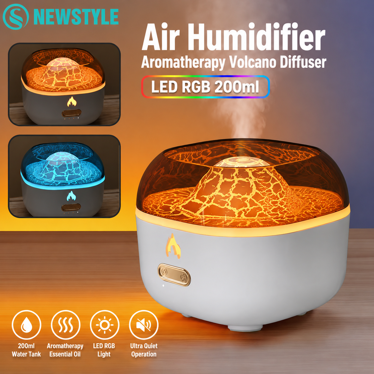 NEWSTYLE Air Humidifier Aromatherapy Aesthetic Volcano Diffuser 200ml - YMJ-H8 Gambar produk NEWSTYLE Air Humidifier Aromatherapy Aesthetic Volcano Diffuser 200ml - YMJ-H8 - Utama