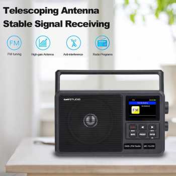 TaffSTUDIO Radio Digital Portable DAB FM Bluetooth Alarm LCD Screen - CS-806