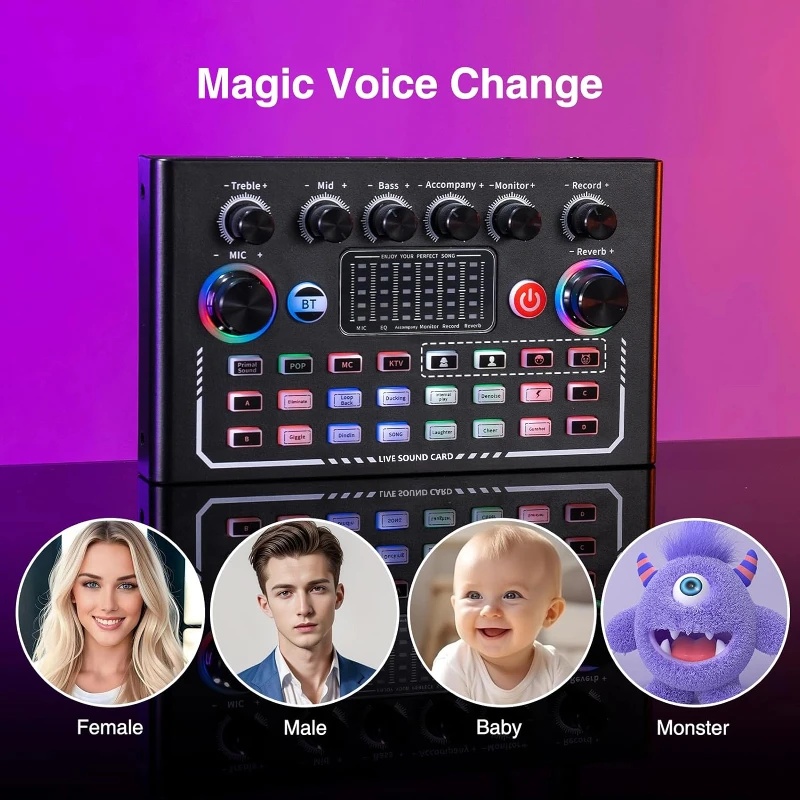 FarSoo Sound Card Mixer Bluetooth Noise Reduction External Live Mic - F009 Gambar produk FarSoo Sound Card Mixer Bluetooth Noise Reduction External Live Mic - F009 - 2