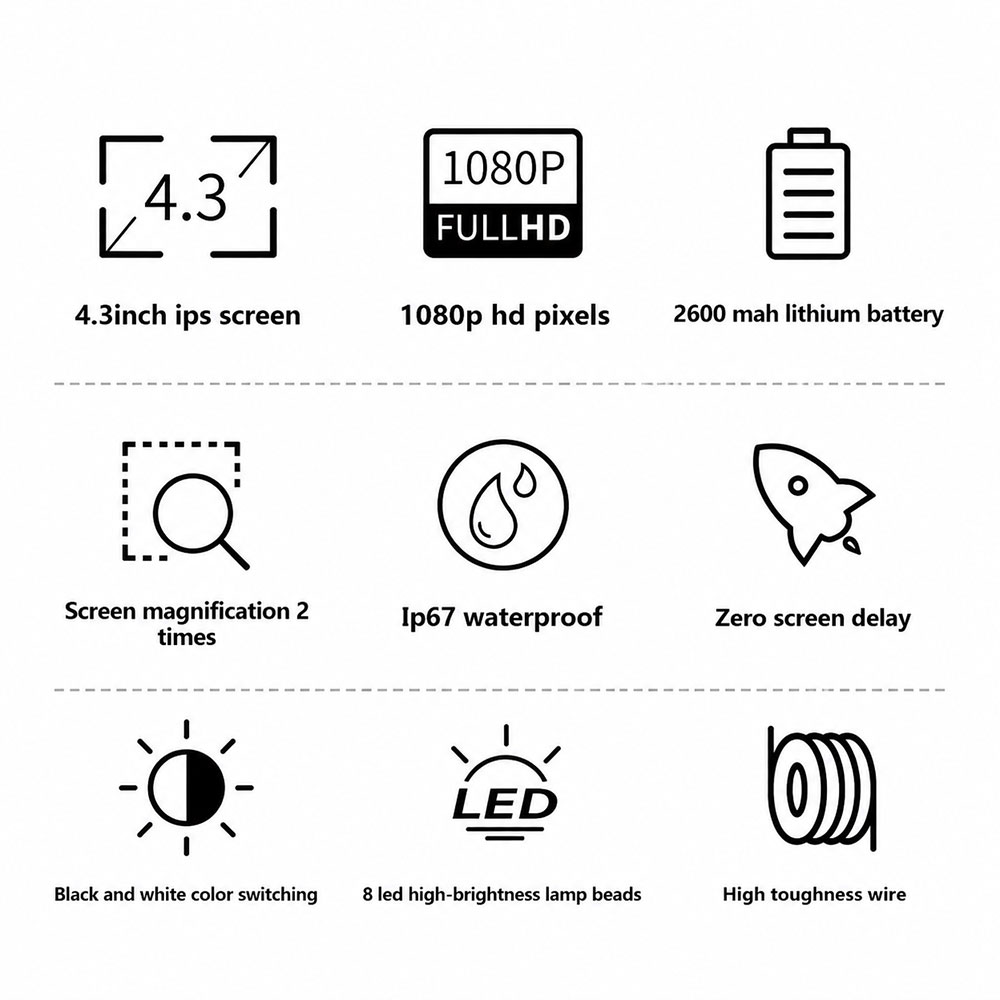 Taffware Kamera Endoskop Industrial Borescope 4.3 Inch IP67 2600mAh 5M - P410 Gambar produk Taffware Kamera Endoskop Industrial Borescope 4.3 Inch IP67 2600mAh 5M - P410 - 1