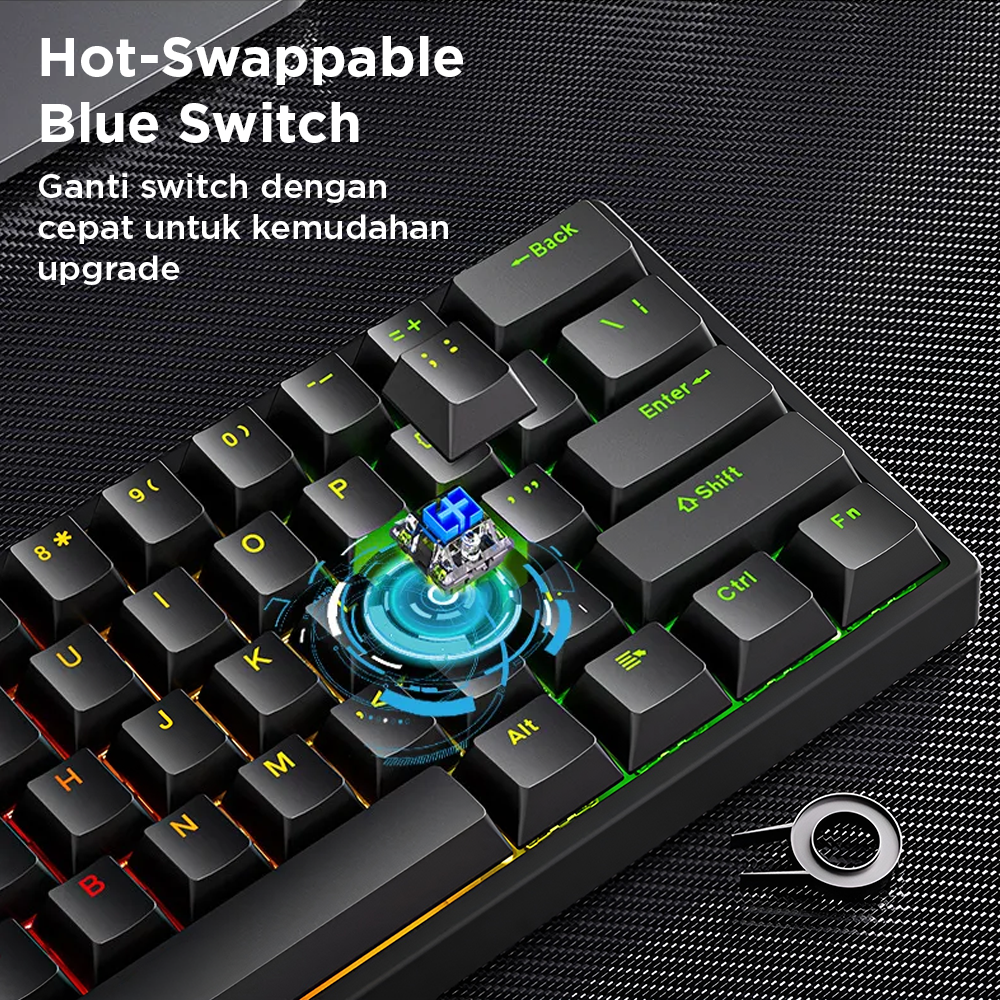 Y-FRUITFUL Mechanical Keyboard Gaming Wired Blue Switch 61 Keys - K33 Gambar produk Y-FRUITFUL Mechanical Keyboard Gaming Wired Blue Switch 61 Keys - K33 - 2