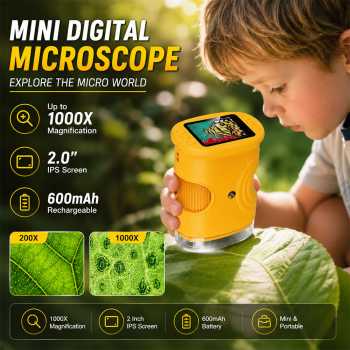 ALLOYSEED Mikroskop Digital Mini 1000X Magnification 2 Inch 600mAh - 382