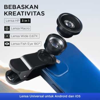 TaffSTUDIO Lensa Kamera HP Smartphone 3in1 Fisheye Macro Wide 0.67X - OD-31