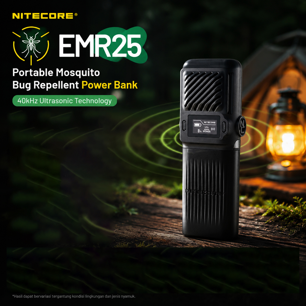 NITECORE Portable Mosquito Bug Repellent Power Bank 40kHz 12000mAh - EMR25 Gambar produk NITECORE Portable Mosquito Bug Repellent Power Bank 40kHz 12000mAh - EMR25 - Utama