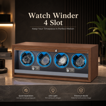 Gambar produk Simple Wishes Kotak Jam Tangan Putar Otomatis Watch Winder LED 4 Slot - SKW164-B