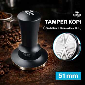 One Two Cups Tamper Kopi Espresso Barista Threaded Base Stainless 304 - JN-24