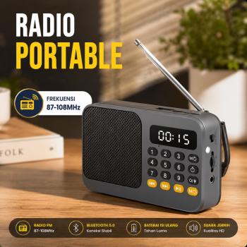Occkic Radio Portable FM Bluetooth Rechargeable Flashlight LCD 108MHz - R-40