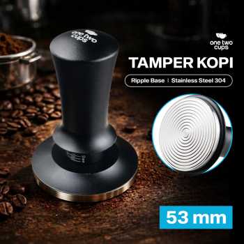 One Two Cups Tamper Kopi Espresso Barista Threaded Base Stainless 304 - JN-24