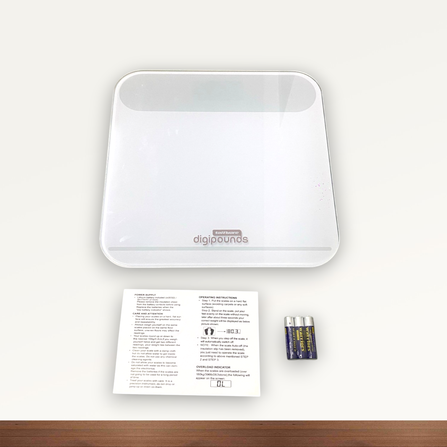 Taffware Digipounds Timbangan Badan Digital Scale Tempered Glass 180kg - B7081 Gambar produk Taffware Digipounds Timbangan Badan Digital Scale Tempered Glass 180kg - B7081 - 6