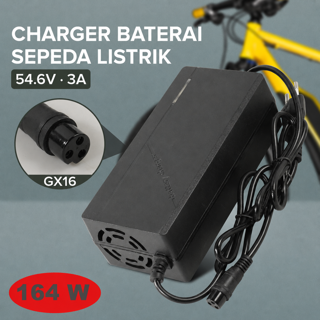 JNENCONN Adaptor Charger Baterai Skuter Sepeda Listrik 54.6V 3A - 48V3 Gambar produk JNENCONN Adaptor Charger Baterai Skuter Sepeda Listrik 54.6V 3A - 48V3 - Utama