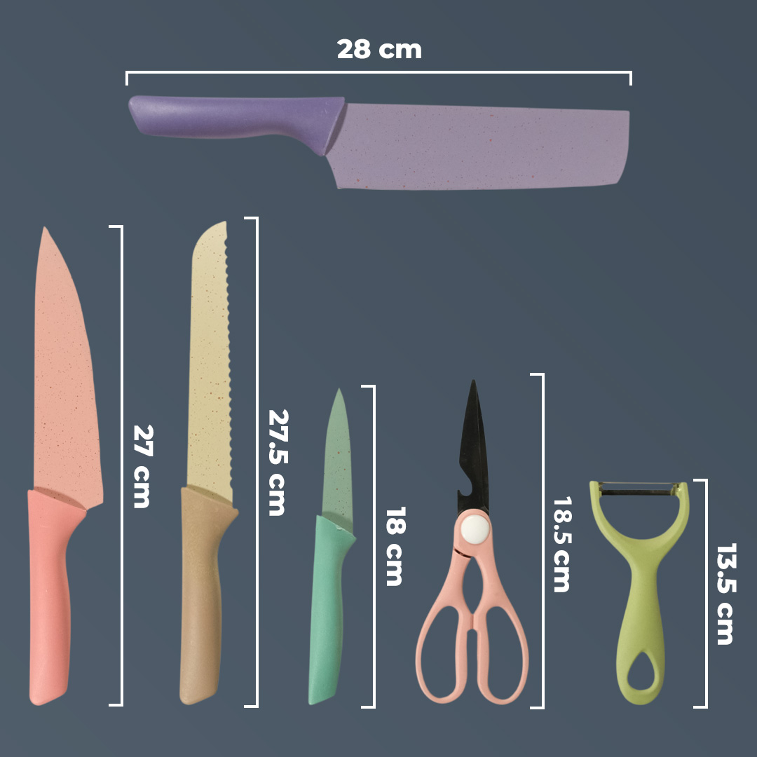 EVDRTVERH Set Pisau Dapur 6in1 Gunting Peeler Stainless Steel - ER-0278 Gambar produk EVDRTVERH Set Pisau Dapur 6in1 Gunting Peeler Stainless Steel - ER-0278 - 8