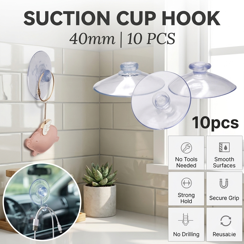 GDR Alat Tempel Dinding Mushroom Head Suction Cup Hook 40mm 10 PCS - G311 Gambar produk GDR Alat Tempel Dinding Mushroom Head Suction Cup Hook 40mm 10 PCS - G311 - Utama