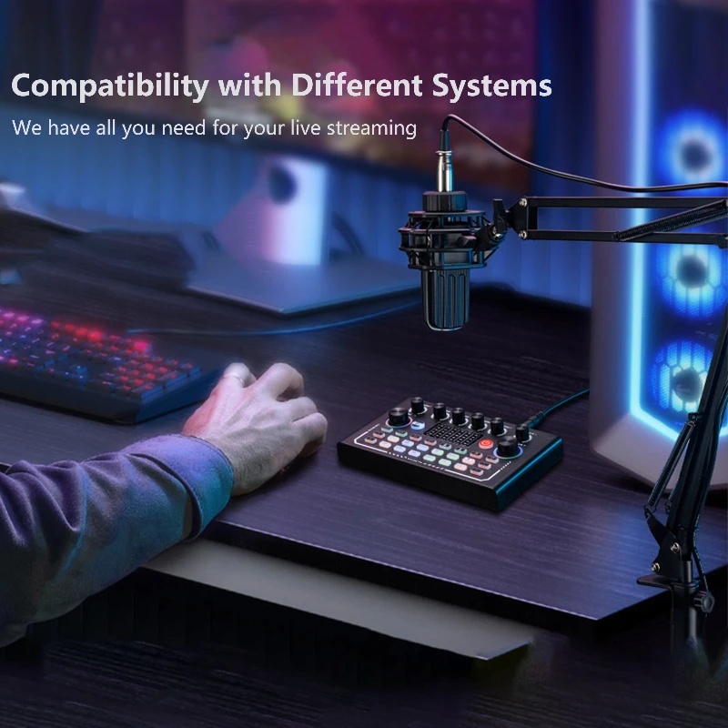 FarSoo Sound Card Mixer Bluetooth Noise Reduction External Live Mic - F009 Gambar produk FarSoo Sound Card Mixer Bluetooth Noise Reduction External Live Mic - F009 - Kemasan