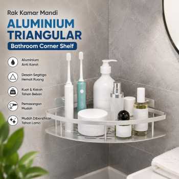 TaffHOME Rak Kamar Mandi Aluminium Triangular Bathroom Corner Shelf - RG2A