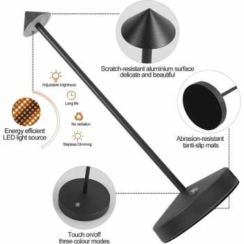 Gambar produk TaffLED Lampu Meja Hias Touch Lamp Restaurant Bar 3in1 Color 1200mAh - TW60 - 3