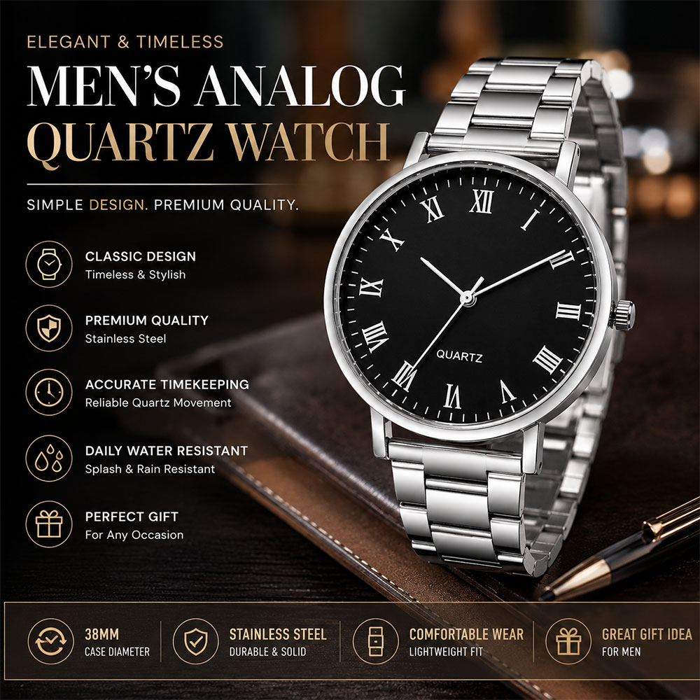MODIYA Jam Tangan Analog Pria Elegant Quartz Stainless Steel 38mm - 23100 Gambar produk MODIYA Jam Tangan Analog Pria Elegant Quartz Stainless Steel 38mm - 23100 - Utama