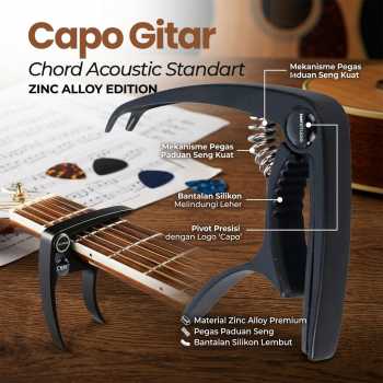 TaffSTUDIO Capo Gitar Chord Acoustic Standart Zinc Spring Anti Karat - M556
