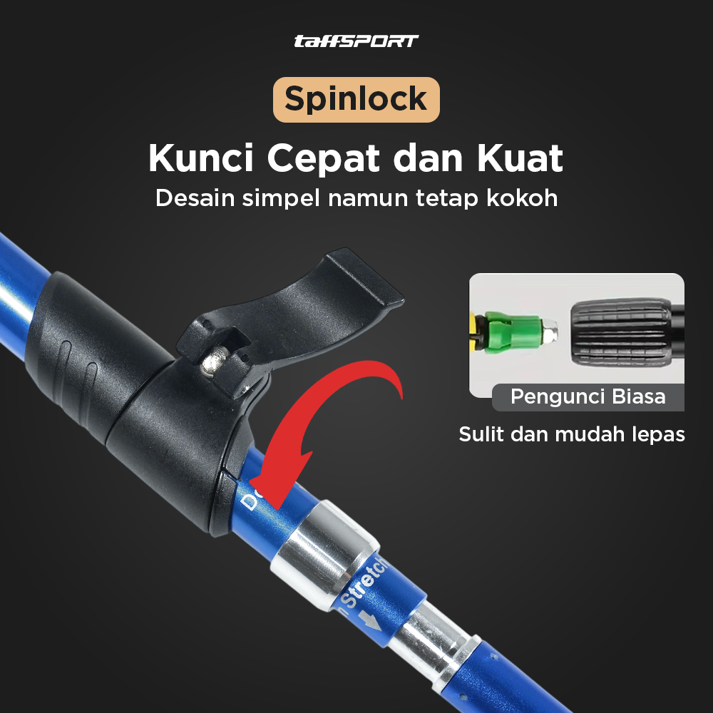TaffSPORT Tongkat Hiking Lipat Trekking Pole Aluminium Alloy 130cm - TF13 Gambar produk TaffSPORT Tongkat Hiking Lipat Trekking Pole Aluminium Alloy 130cm - TF13 - 5