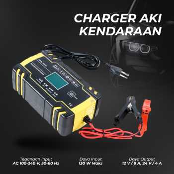 Gambar produk FOXSUR Charger Aki Mobil Motor Intelligent Battery Charger 12/24V 8A - FBC122408D
