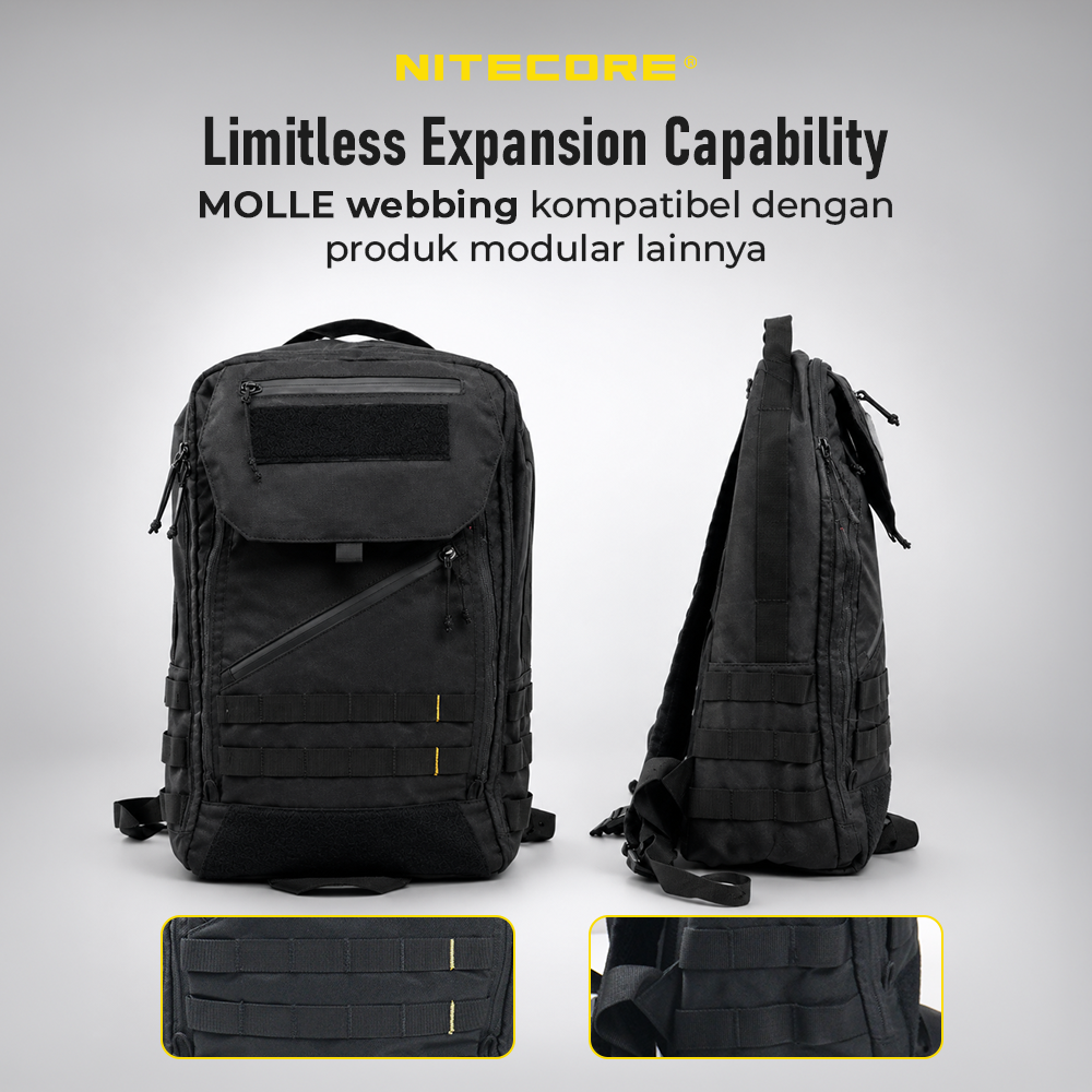 NITECORE Tas Ransel Laptop 15.6 Inch 600D Polyester MOLLE Sistem 23L - BP23 Gambar produk NITECORE Tas Ransel Laptop 15.6 Inch 600D Polyester MOLLE Sistem 23L - BP23 - 3