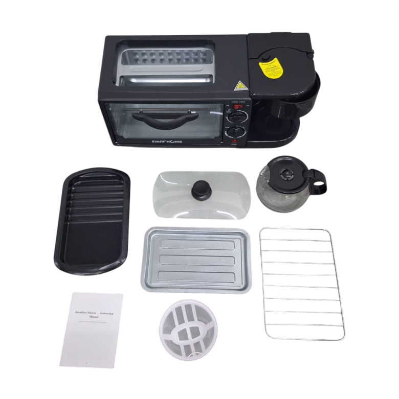 TaffHOME 3in1 Breakfast Maker Toaster Oven Listrik Mesin Kopi 1050W - JH-801 Gambar produk TaffHOME 3in1 Breakfast Maker Toaster Oven Listrik Mesin Kopi 1050W - JH-801 - 8