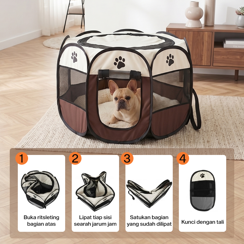 BRun Kandang Lipat Hewan Peliharaan Foldable Pet Cage Waterproof - WL00 Gambar produk BRun Kandang Lipat Hewan Peliharaan Foldable Pet Cage Waterproof - WL00 - 6