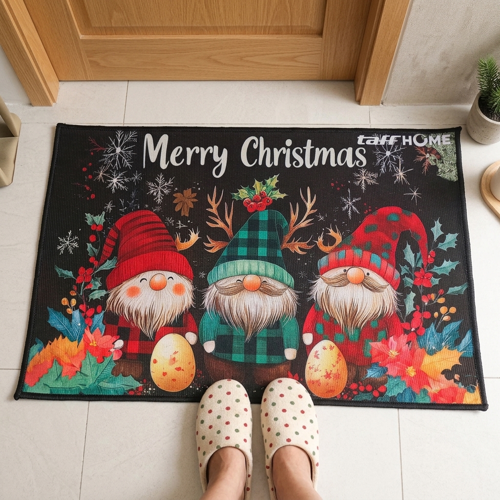 Gambar produk TaffHOME Keset Kamar Mandi Natal Bathroom Mat Absorbent Velvet 40x60cm 3 Gnome - LA-80 - 1