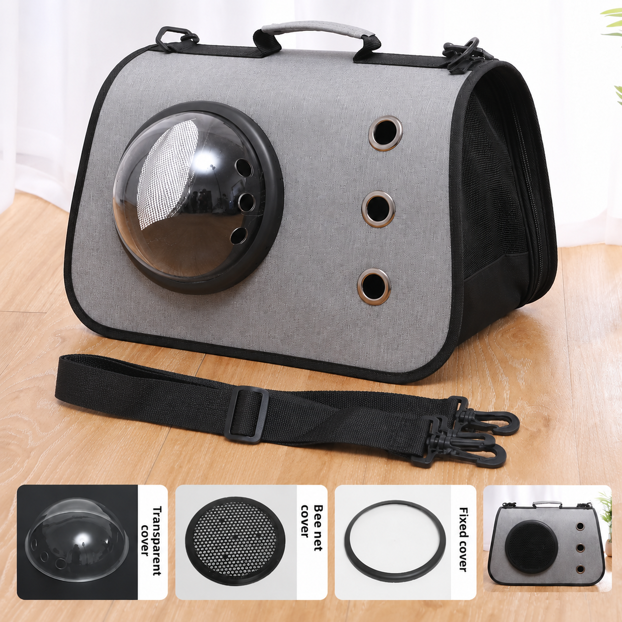 HABEI Tas Kucing Anjing Portable Breathable Linen Pet Carrier - HT-50 Gambar produk HABEI Tas Kucing Anjing Portable Breathable Linen Pet Carrier - HT-50 - 5