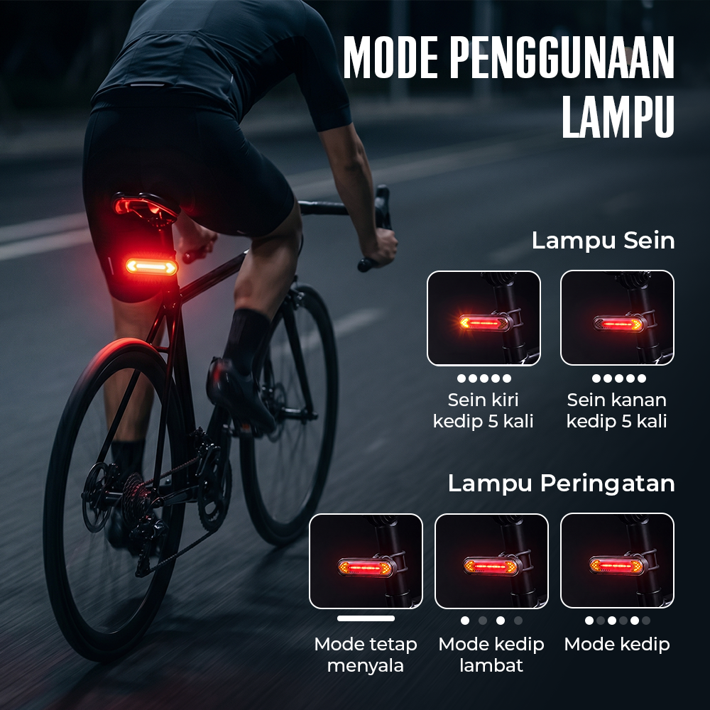 Machfally Lampu Belakang Sepeda LED Rechargeable Tail Light 50 Lumens - BK600 Gambar produk Machfally Lampu Belakang Sepeda LED Rechargeable Tail Light 50 Lumens - BK600 - 2