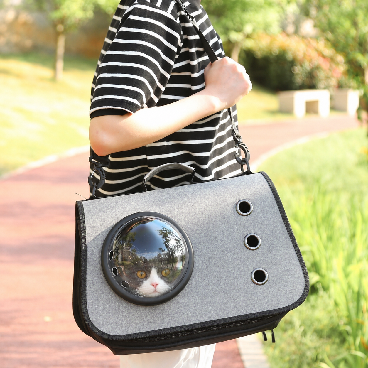 HABEI Tas Kucing Anjing Portable Breathable Linen Pet Carrier - HT-50 Gambar produk HABEI Tas Kucing Anjing Portable Breathable Linen Pet Carrier - HT-50 - 3