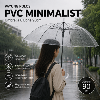 Fancytime Payung Polos PVC Minimalist Umbrella 8 Bone 90cm - P075