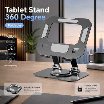 Keja Tablet Stand Holder 360 Degree Rotatable Foldable Anti Slip Metal - P3