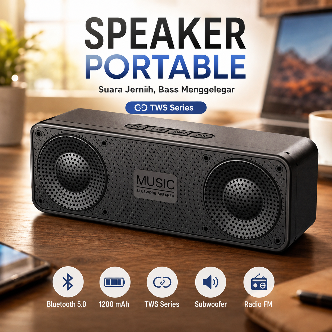 HOFI Speaker Bluetooth Portable Subwoofer Sound TWS Series 1200mAh 25W - S18 Gambar produk HOFI Speaker Bluetooth Portable Subwoofer Sound TWS Series 1200mAh 25W - S18 - Utama