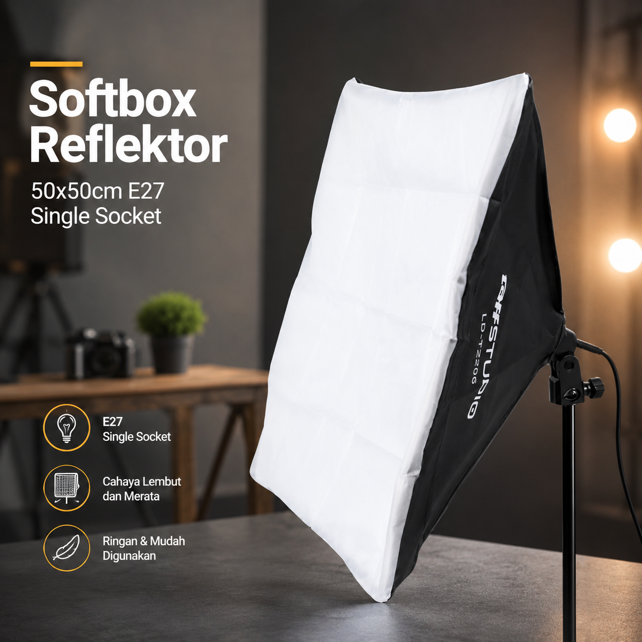 Gambar produk TaffSTUDIO Payung Lighting Softbox Reflektor 50x50cm E27 Single Socket - LD-TZ206 - Utama
