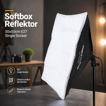 Gambar produk TaffSTUDIO Payung Lighting Softbox Reflektor 50x50cm E27 Single Socket - LD-TZ206